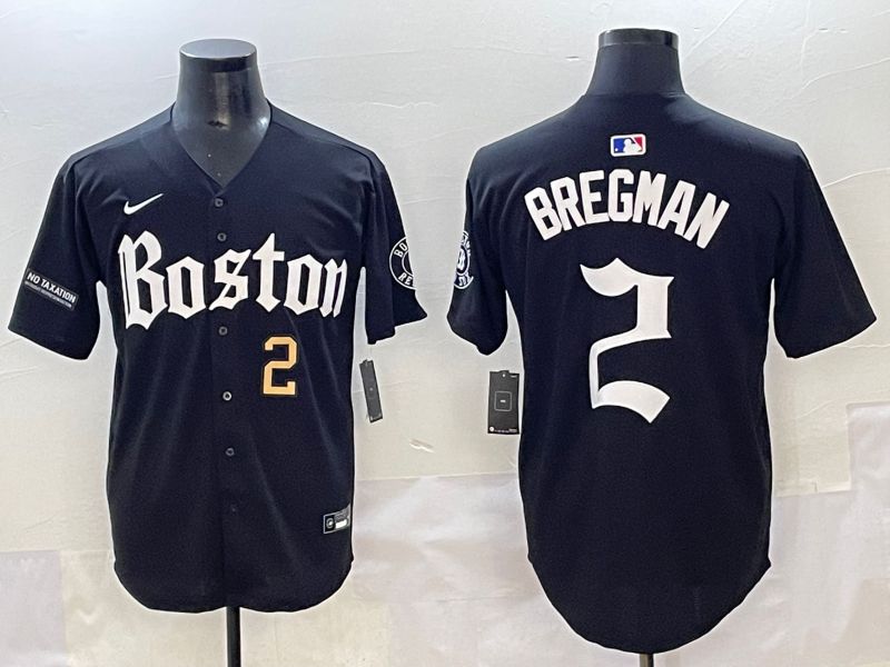 Men 2025 Boston Red Sox 2 Bregman Black Five generations Joint Name Nike MLB Jersey style 10